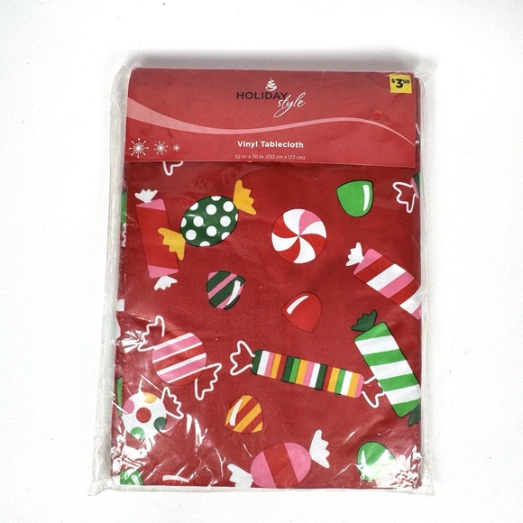 Holiday Style Other - Holiday Style Christmas Candy Vinyl Tablecloth Holiday Party 52" x 70" Gum Drop